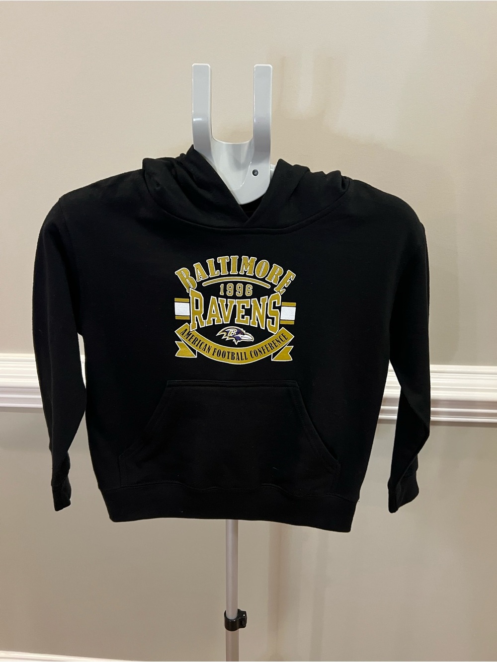 NFL Baltimore Ravens Youth Black Pullover Hoodie with Gold Detail